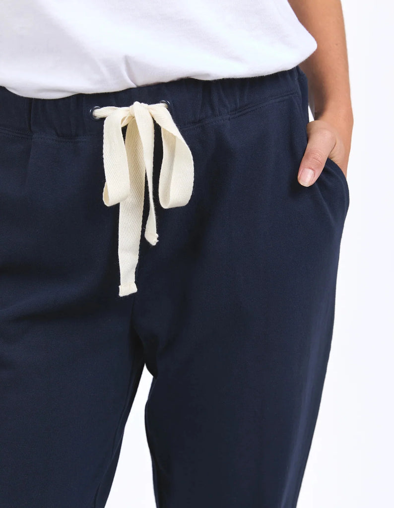 Monday pant - navy-Foxwood-Who says we don't like Mondays? The Monday Pant is our new favourite go-to pant for ultra-comfort. Featuring an elastic waist and contrast drawcord, these unbrushed and cosy cotton pants are not just for Monday, you'll find yourself wearing them everyday of the week! Elastic waist Contrast drawcord Side pockets 100% Cotton Our model is 176cm and wears Size 10-Pash + Evolve