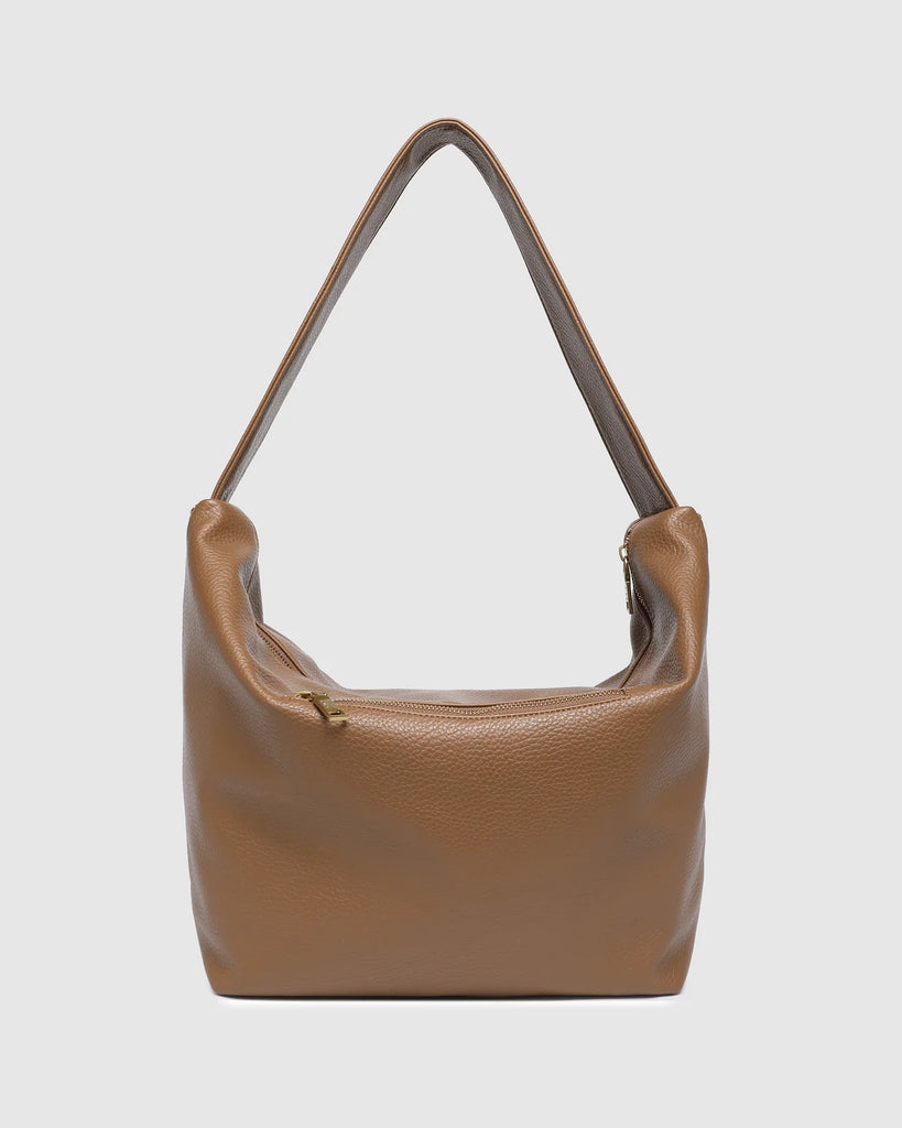 Morgan shoulder bag - caramel-Louenhide-The Louenhide Morgan Caramel Shoulder Bag brings a bold sense of ease to your everyday. With its slouchy, oversized silhouette and subtle studded detailing, this hobo shoulder bag makes a statement without trying too hard. Designed for the throw-and-go days, its laid-back shape pairs perfectly with lived-in denim, soft layers, and easy flowy dresses. Slung over your shoulder, the Morgan Caramel Shoulder Bag delivers effortless wearability and a softly structured finis