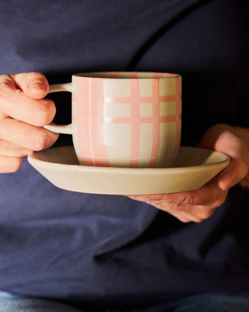 Musk mug - cats pyjamas-Robert gordon-Our much-loved Cat’s Pyjamas mugs return with a fresh twist - now available in new seasonal colourways. Each mug is hand-painted with a playful mix of tartan, stripes, and gingham checks both inside and out. Beautiful designs delicately hand painted inside and out. 350ml Capacity Microwave and Dishwasher safe Made from high fired stoneware-Pash + Evolve