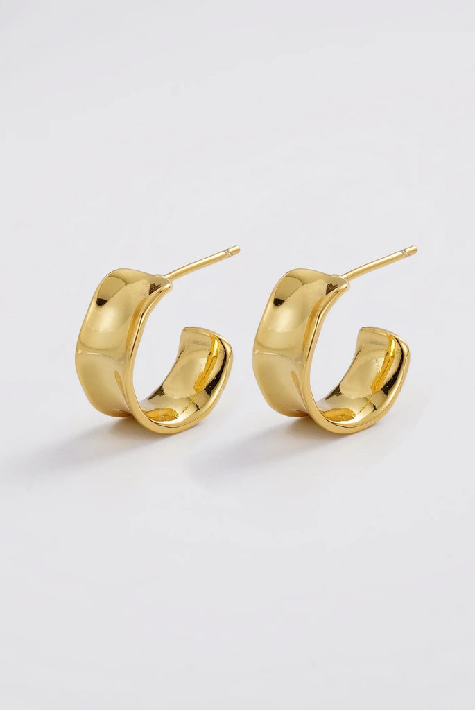 Nina Hoop - Gold-Zafino-Metal: 18k gold plated brass Care: Avoid perfumes, lotions and harsh chemicals to maintain shine. 15mm outer diameter, 11.5 inner diameter + 7.02mm width Waterproof Hypoallergenic & Nickel Free Female Founded & Family Owned-Pash + Evolve