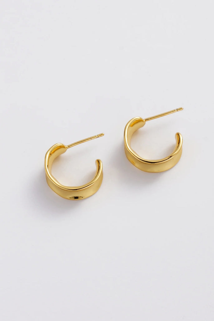 Nina Hoop - Gold-Zafino-Metal: 18k gold plated brass Care: Avoid perfumes, lotions and harsh chemicals to maintain shine. 15mm outer diameter, 11.5 inner diameter + 7.02mm width Waterproof Hypoallergenic & Nickel Free Female Founded & Family Owned-Pash + Evolve