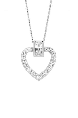 Open heart pendant - rose/silver