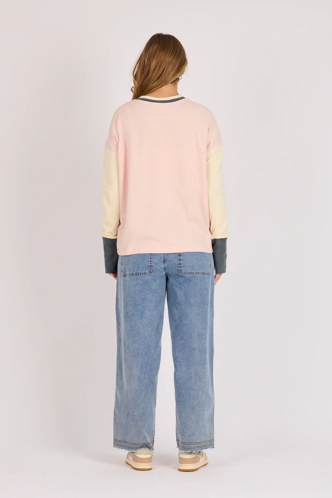 Panel Detail Long Sleeve Tee - Pink Sorbet-One Ten Willow-A fresh take on an everyday essential, the Panel Detail Long Sleeve Tee in Pink Sorbet combines relaxed comfort with elevated styling. *80% COTTON 20% POLYESTER FRENCH TERRY UNBRUSHED 220GSM *Fit: True to size. Model wears a size Small and is 175cm tall.-Pash + Evolve