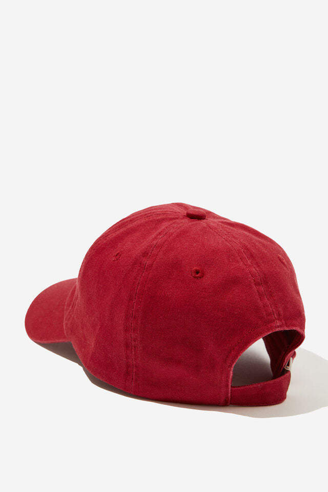 Pip everyday cap - deep red-Ceres Life-Made with 50% pre-consumer recycled cotton Classic 6 panel style Adjustable back strap -Antique Silver metal fastening-Pash + Evolve