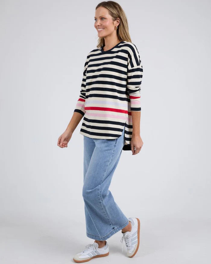 Retreat long sleeve - white/navy-Elm-*Round neckline *Long sleeve *Stripe *Curved hemline *Relaxed fit *100% Cotton Jersey-Pash + Evolve