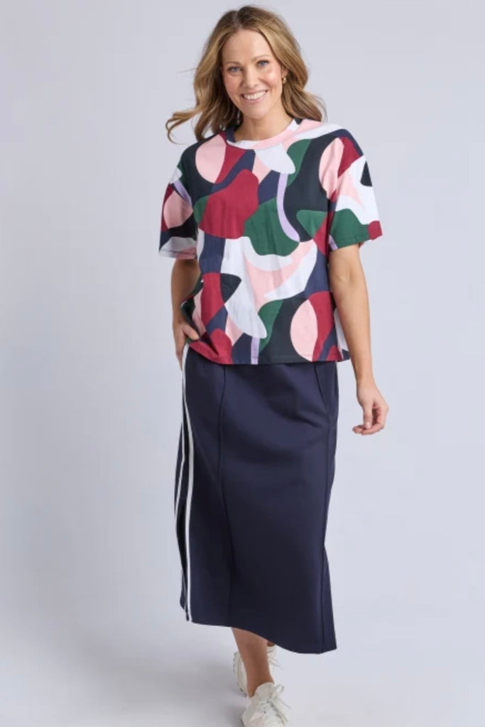 Ronja tee - abstract-elm-*Short sleeve *Round neckline *Cropped Length *Abstract print *Designed in Australia-Pash + Evolve