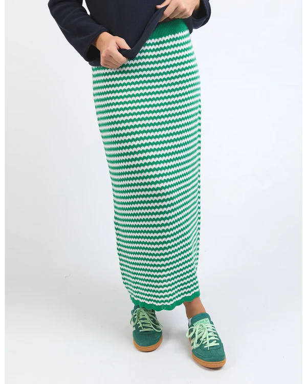 Rosie stripe skirt pine green/white
