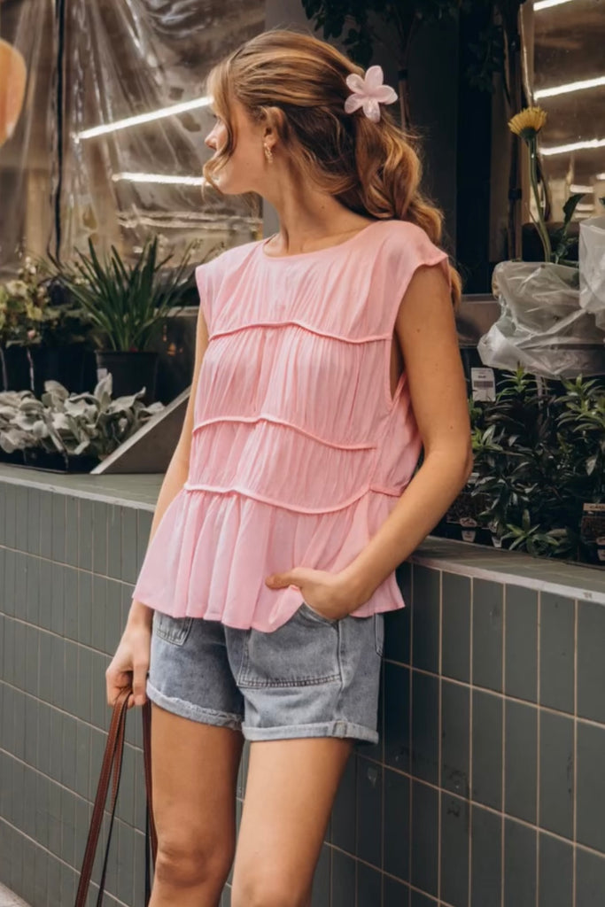 Ruby top - pink-Pash + Evolve-*Round neckline *Sleeveless *Ruching on the front *Rayon/Linen-Pash + Evolve