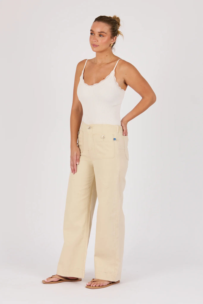 Seam Detail Straight Leg Jeans - Ecru-One Ten Willow-Half Back Elastic Waistband Button Front Closure Front Patch Pockets Full Length Straight Leg 75% Cotton 23% Polyester 2% Elastane Model is 176cm (Size 8-10) and wears our size Small Designed in Geelong, Australia-Pash + Evolve