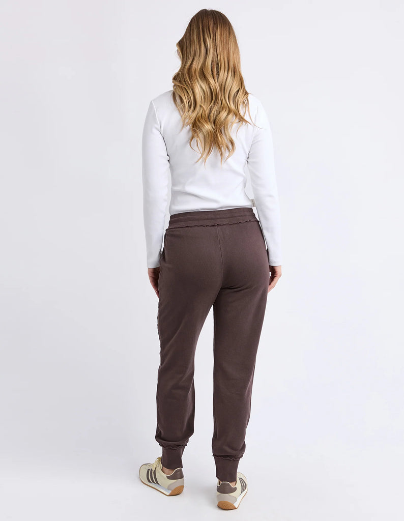 Simplified trackpant - coffee-Foxwood-The ultimate Foxwood Simplified Crew just got a BFF. The Simplified Pant is here and is set to be your favourite on-the-go trackpant for everyday style. Featuring a wide and super comfortable elastic waistband with drawstring tie. The Simplified Pant features the same raw edge detailing on the waist and cuffs as the best selling crew making these a stylish match back. Add side pockets for your treasure and our classic embroidered Foxwood logo on the leg and you have pan