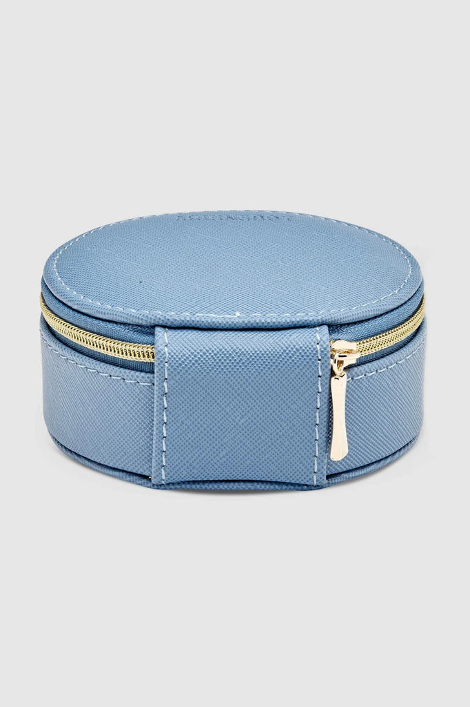 Sisco jewellery box - cloudy blue-Louenhide-The Louenhide Sisco Cloudy Blue Jewellery box is a gorgeous travel case ideal for storing your precious gems. Organise your essential items easily with three ring rolls, two compartments, an elasticated slip pocket and a press stud tab for earrings. Structured and protected, this affordable jewellery case will be your new travel companion. Internal Features 3 Ring Rolls, Press Stud Earring Band, Elastic Slip Pocket, 2 Compartments Internal Lining Polyester Recycle