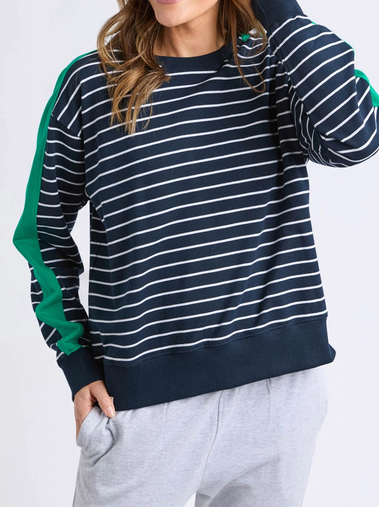 Sloane crew - navy/white stripe-Elm-Pash + Evolve