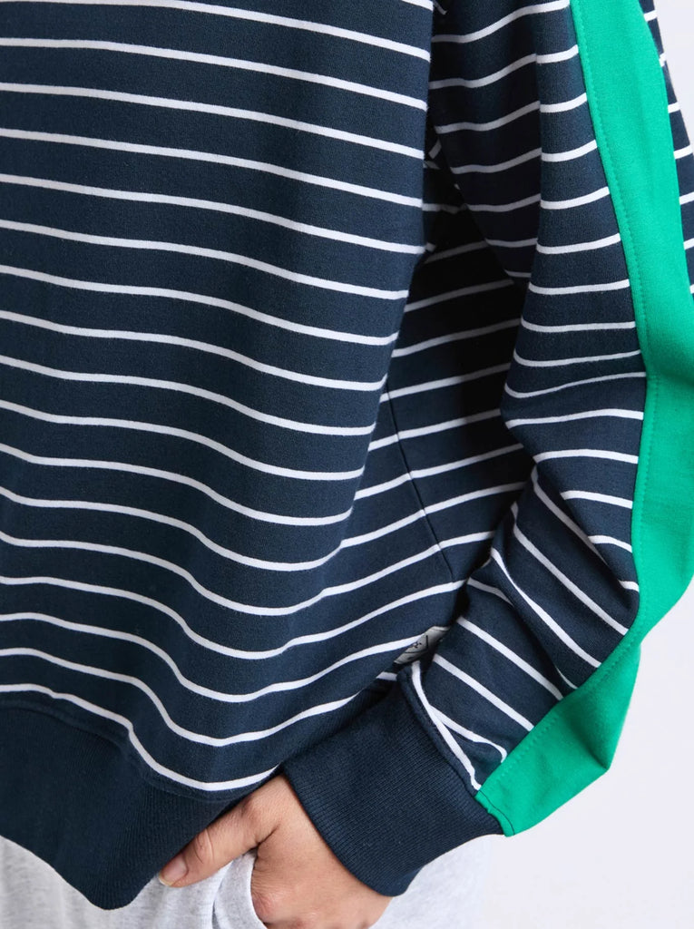 Sloane crew - navy/white stripe-Elm-Pash + Evolve