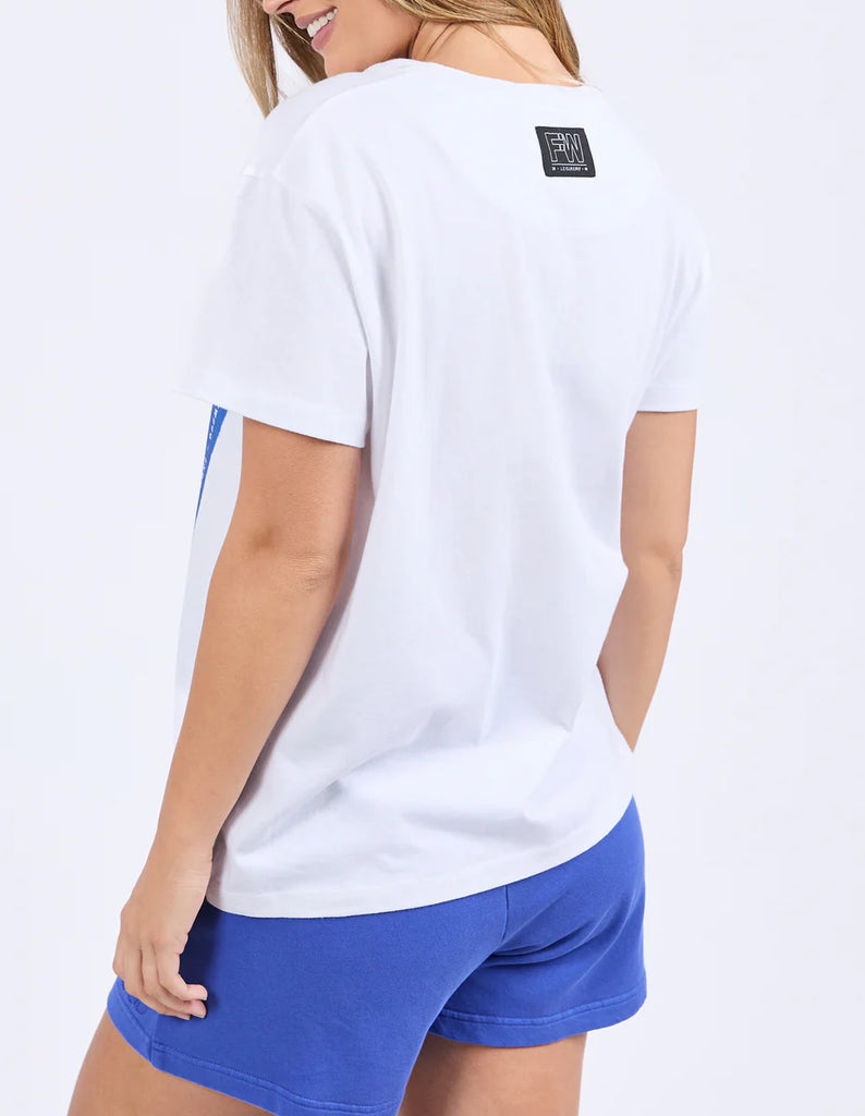 Solar Tee - White-Foxwood-Turn up the colour in this bold oversized tee. Featuring a bright exclusive print, classic round neckline, and a relaxed oversized fit, it’s made for easy days with maximum style. Just throw it on and go loud. Foxwood exclusive front chest print Round neckline Oversized fit 100% Cotton Model is wearing a size 10-Pash + Evolve