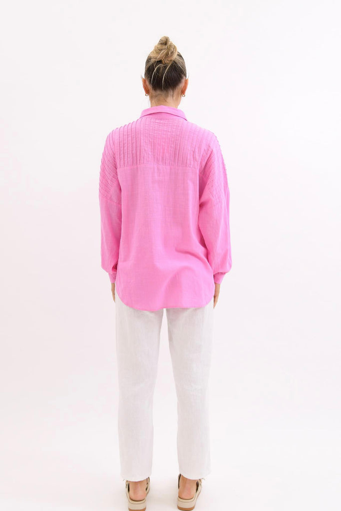 Sophie shirt - pink-Pash + Evolve-*Button up front *Long sleeve *High-low hemline *Pin tuck detail *Split in hem *Collared neckline *100% Cotton-Pash + Evolve