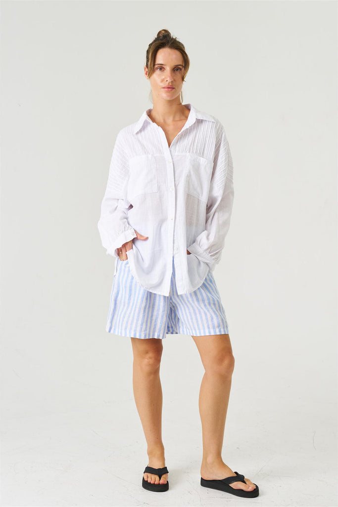 Sophie shirt - white-Pash + Evolve-*Button up front *Long sleeve *High-low hemline *Split in hem *Collared neckline *100% Cotton-Pash + Evolve