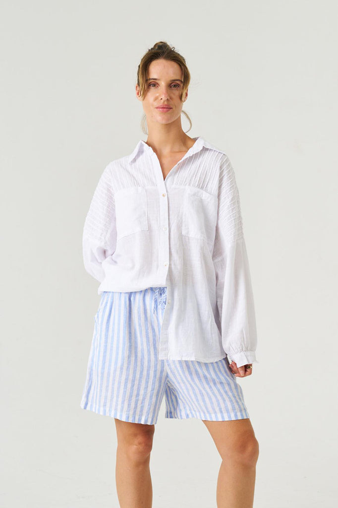 Sophie shirt - white-Pash + Evolve-*Button up front *Long sleeve *High-low hemline *Split in hem *Collared neckline *100% Cotton-Pash + Evolve