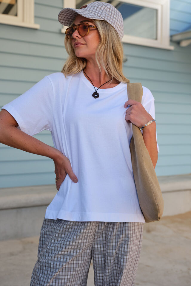 Stevie Slouchy Tee - White-Ceres Life-Proudly made in Australian Cotton Oversized fit Step Hem Self fabric neck binding Soft Hand feel-Pash + Evolve