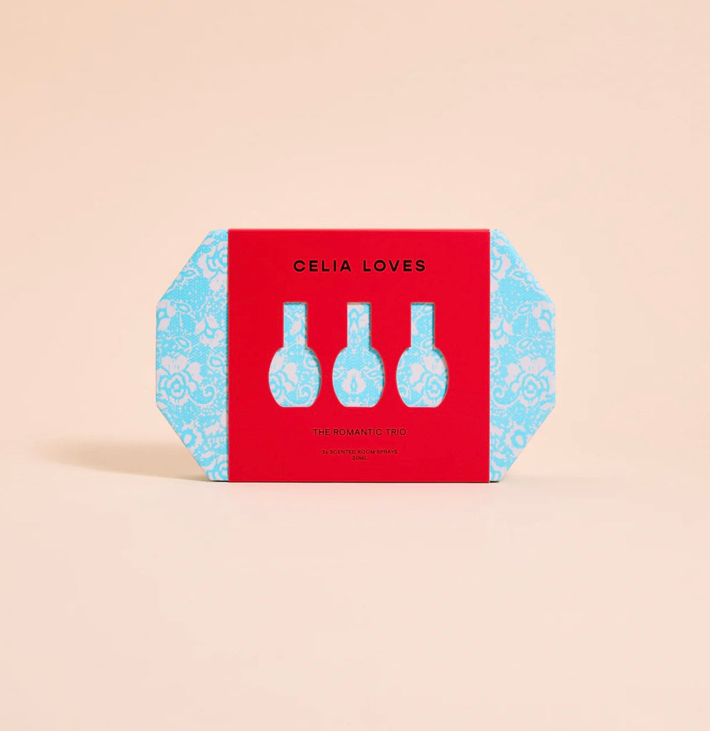 The Romantic - Trio Room Spray Set-Celia Loves-It can be *so* hard to choose your favourite Celia Loves scent, so we’ve taken the pressure off you to choose just one (we got you). Introducing The Romantic Trio (AKA, the ultimate collection of soft floral favourites), featuring three luxe triple-scented Room Sprays in one chic AF gift box. The Romantic poetry in motion, feel the rush in a world of sonic textures. Let the scent wash over you. Includes: 1 x 30ml Pink Lotus Room Spray 1 x 30ml Cloud Muse Room S