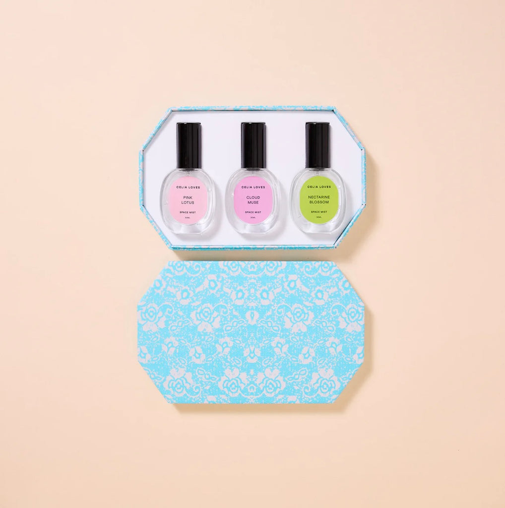 The Romantic - Trio Room Spray Set-Celia Loves-It can be *so* hard to choose your favourite Celia Loves scent, so we’ve taken the pressure off you to choose just one (we got you). Introducing The Romantic Trio (AKA, the ultimate collection of soft floral favourites), featuring three luxe triple-scented Room Sprays in one chic AF gift box. The Romantic poetry in motion, feel the rush in a world of sonic textures. Let the scent wash over you. Includes: 1 x 30ml Pink Lotus Room Spray 1 x 30ml Cloud Muse Room S