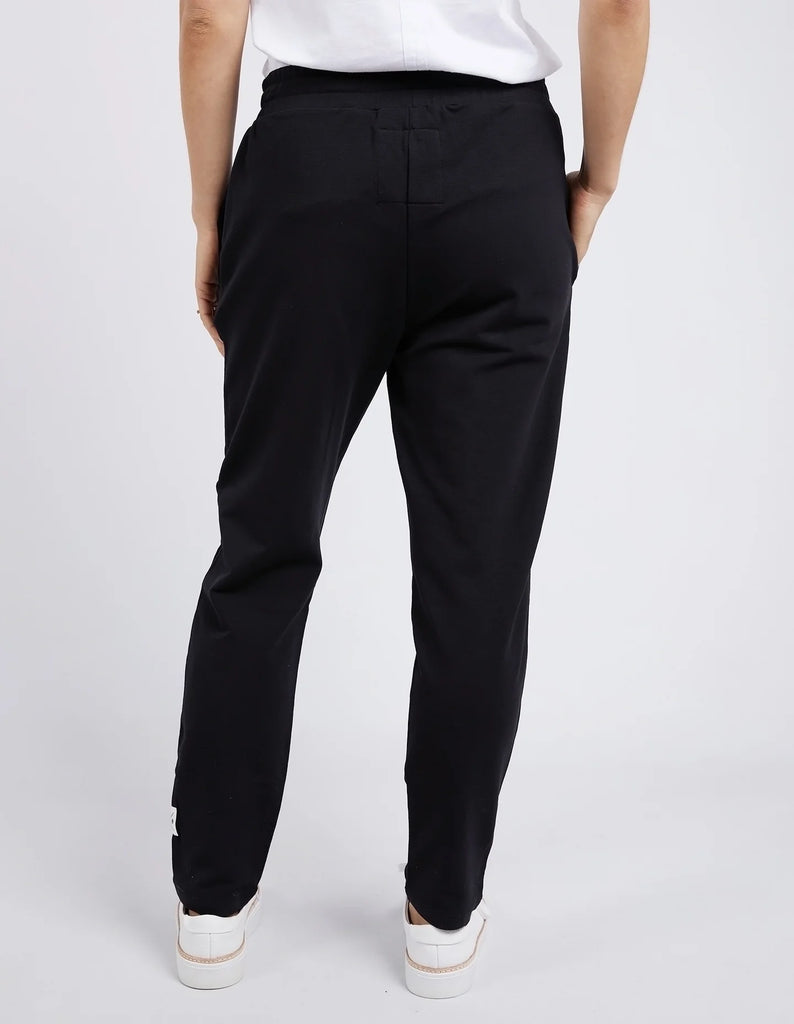 The lobby pant - black-Elm-The lovely lobby pant are a throw on and go style ideal for everyday wear. Featuring an elastic waist and draw cord for extra all-day comfort. Elastic waist and pockets Tapered leg Best seller Made with french terry cotton 95% Cotton, 5% Elastane Model is wearing a size 10-Pash + Evolve