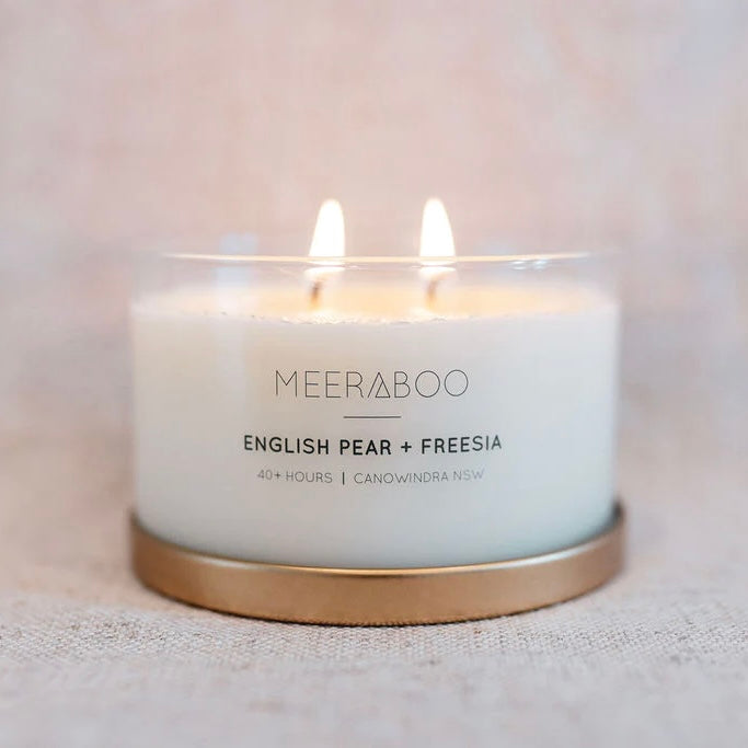 English Pear & Freesia soy candle-Pash + Evolve-Candles-Divinely demure with fresh notes of ripe pear, patchouli and white freesias. Mature, worldly and sophisticated, this scent envelopes your space with fresh notes of ripe pear, patchouli and white freesias. As delicious as a long walk in an English garden on a spring day. Australian Made Candles / Hand poured Soy Candle / Small Batch / Family Owned / Hand Labelled and Packaged 300g / 40+ hours / double wick-Pash + Evolve