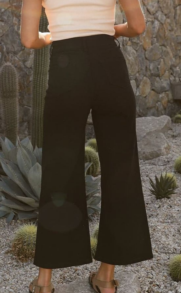 Madi Pant - Black-Pash + Evolve-Bottoms-Oh these are so good! These are super high-waisted with in-seam pockets at the front and normal pockets at the rear. Featuring a wider-legged fit, these are incredibly stretchy and comfortable, in a mid-weight denim. Sizing: True to size, these are very stretchy and comfortable-Pash + Evolve