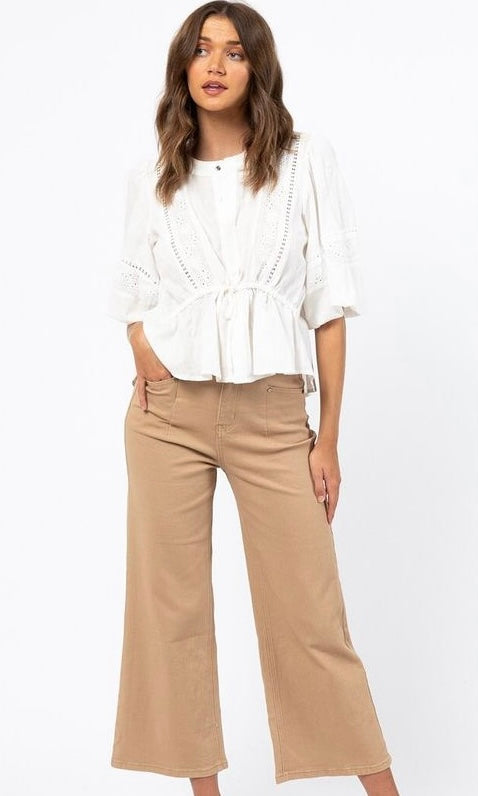 Madi Pant - Natural-Pash + Evolve-Bottoms-Oh these are so good! These are super high-waisted with in-seam pockets at the front and normal pockets at the rear. Featuring a wider-legged fit, these are incredibly stretchy and comfortable, in a mid-weight denim. Sizing: Generous - go down one these are super stretchy!-Pash + Evolve