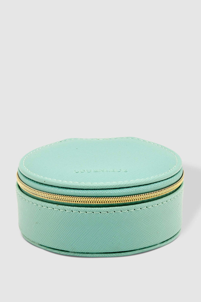 Sisco jewellery box - mint-Louenhide-The Louenhide Sisco Jewellery box is a gorgeous travel case ideal for storing your precious gems. Organise your essential items easily. Structured and protected, this affordable jewellery case will be your new travel companion. *Polyurethane Vegan Leather * 3 Ring Rolls, 2 Compartments, 1 Elastic Slip Pocket, 1 Press Stud Earring Band *Light gold hardware *W9 x H4 x D9cm-Pash + Evolve