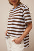 Stevie Slouchy Tee - cocoa sky blue stripe
