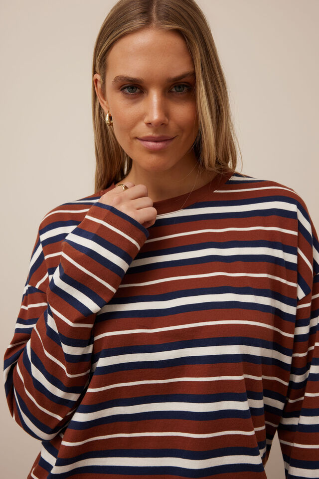 Scout Slouchy Long Sleeve Tee - Ginger/Navy