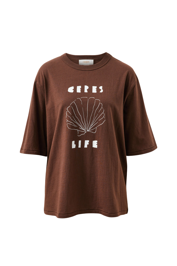 Luna Oversized Tee - brunette/milk shell