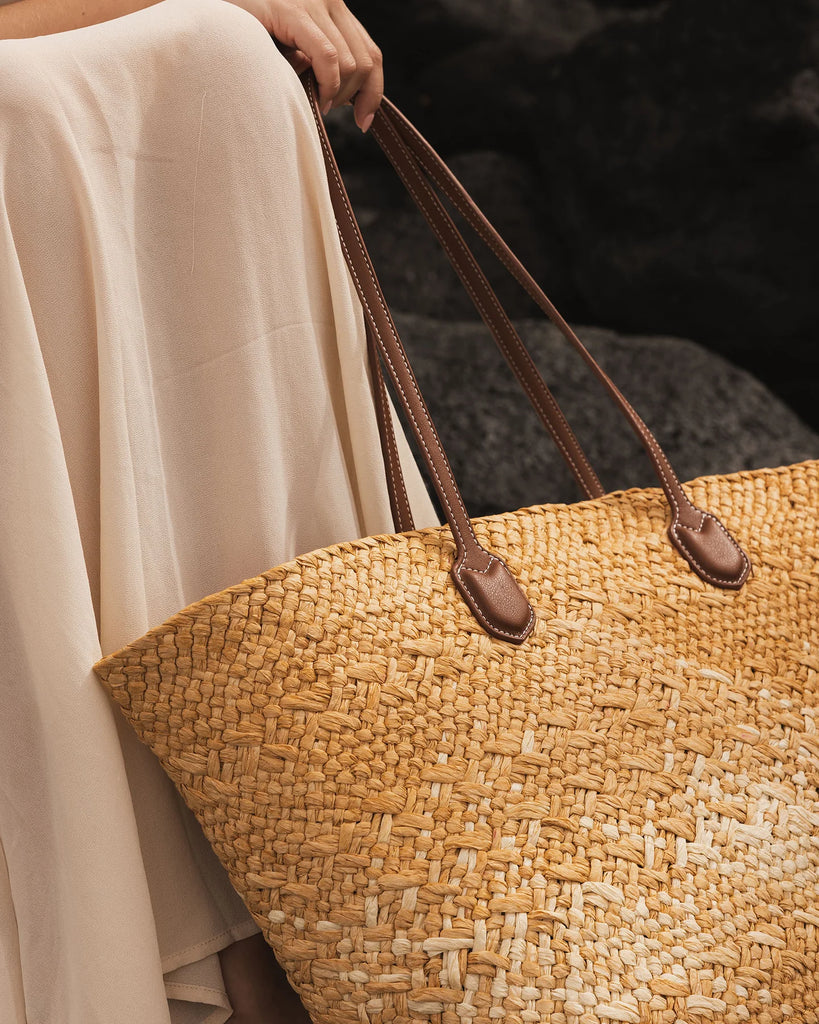 Ava Basket Tote - Natural Raffia