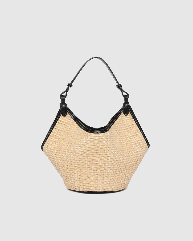 Taya Mini Tote Bag - Raffia/ Black