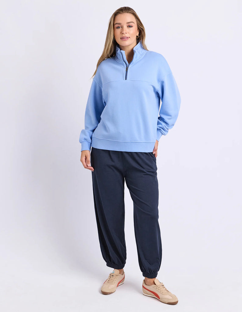 College Pigment Zip Crew - Bluebell