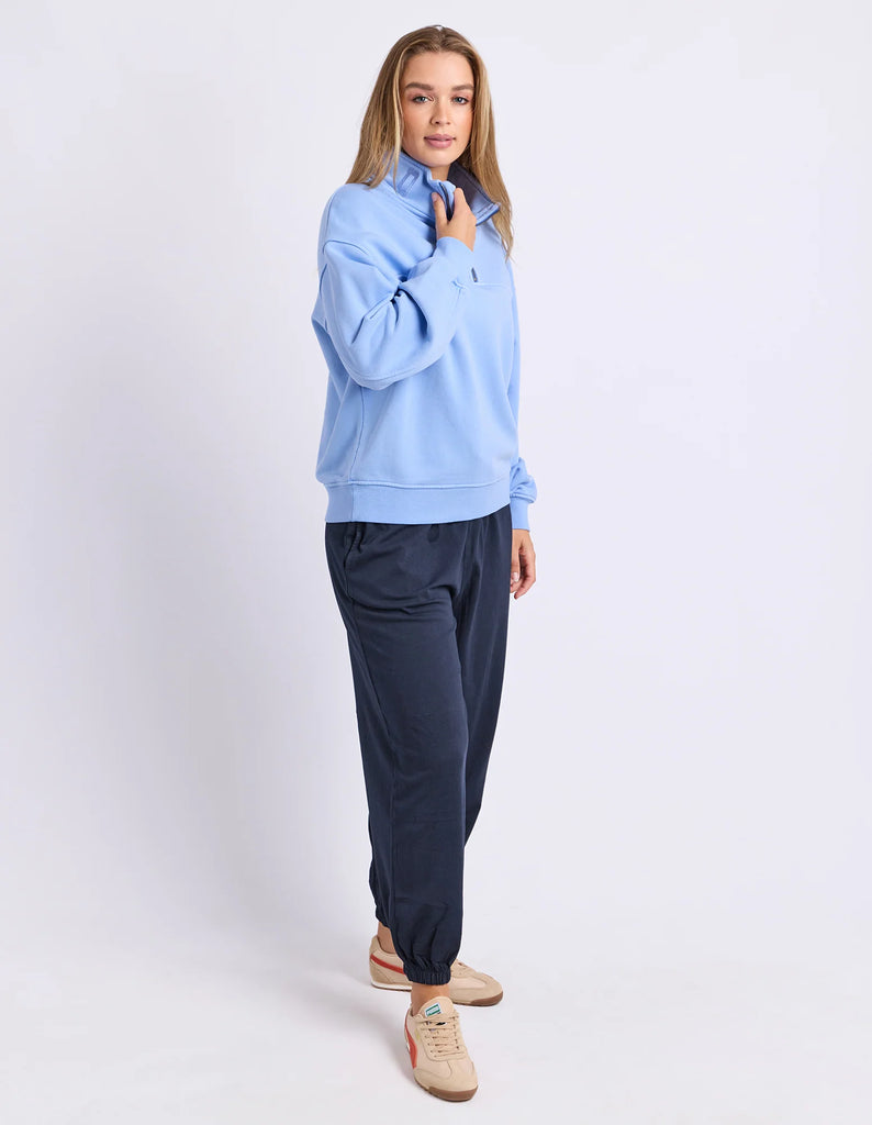 College Pigment Zip Crew - Bluebell