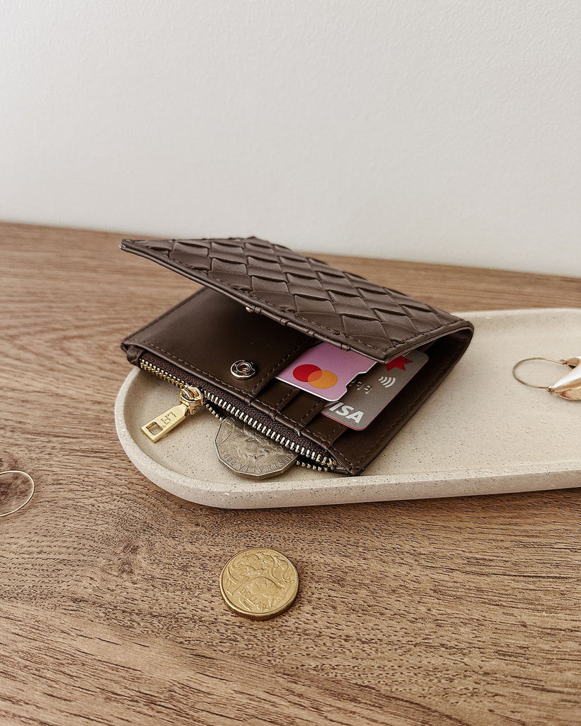 Lily Woven Wallet - Chocolate