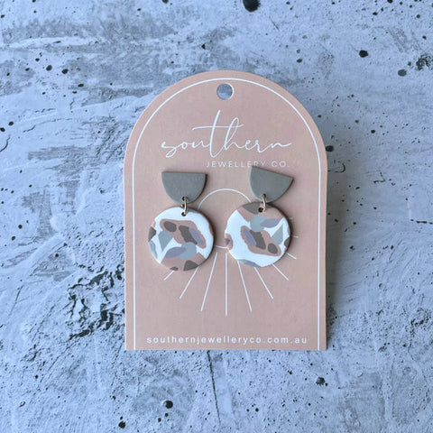 Hammered effect square drop earrings - rose gold