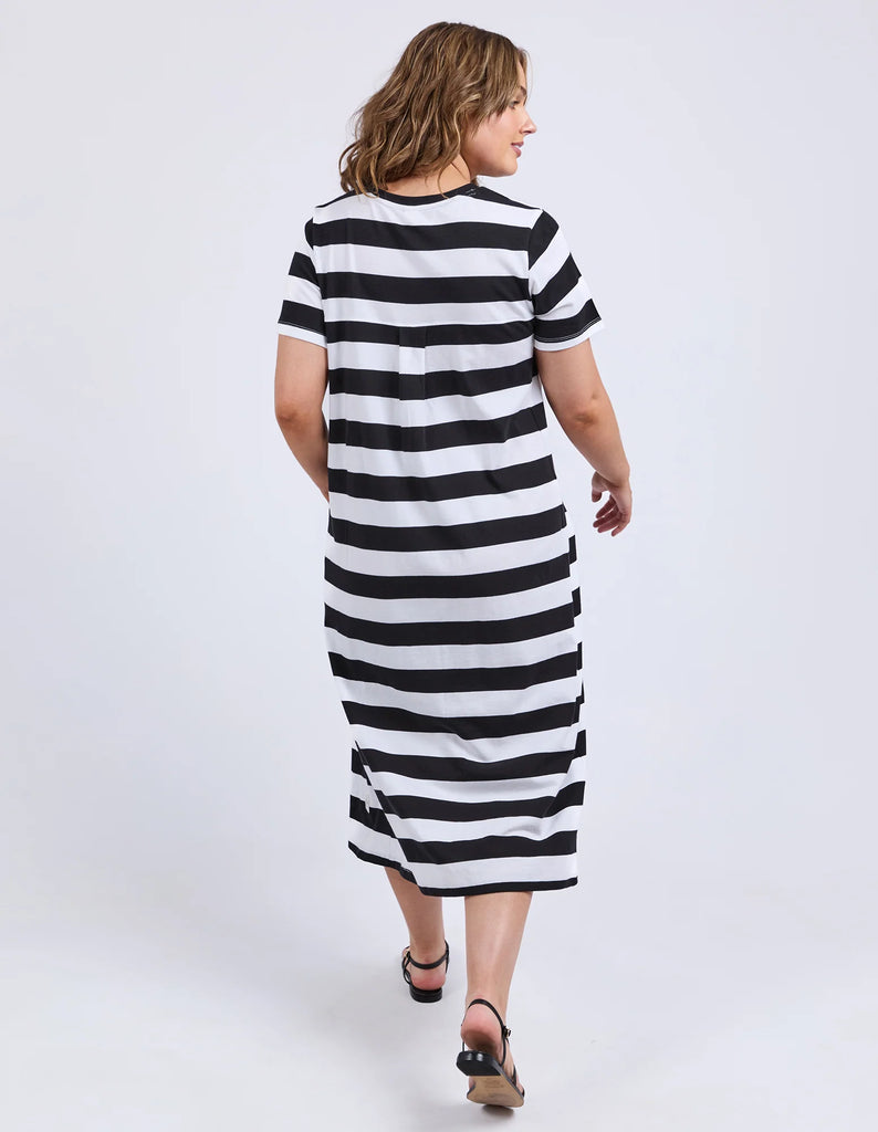 Adira Dress - Stripe Black-Elm-Meet your new favourite – the Adira Dress. It features yarn dye stripe, flattering panels with side seam pockets, and midi length. Style it your way for an effortless look that works for any day of the week. Yarn dye stripe Flattering panels with side seam pockets Midi length 100% Cotton Model is wearing a size 10-Pash + Evolve