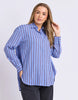Alba shirt - cornflower blue-Foxwood-A fresh take on classic shirting, the Alba Shirt is designed to bring a little colour to your everyday wardrobe. Featuring a relaxed fit, yarn dyed stripe, button through front and curved hem, it's an easy style to wear tucked, layered or loose. Printed stripe Front button opening Relaxed fit 55% Linen, 45% Viscose Our model is 176cm and wears Size 10-Pash + Evolve