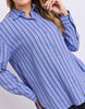 Alba shirt - cornflower blue-Foxwood-A fresh take on classic shirting, the Alba Shirt is designed to bring a little colour to your everyday wardrobe. Featuring a relaxed fit, yarn dyed stripe, button through front and curved hem, it's an easy style to wear tucked, layered or loose. Printed stripe Front button opening Relaxed fit 55% Linen, 45% Viscose Our model is 176cm and wears Size 10-Pash + Evolve