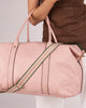 Alexis Weekender Travel Bag- BLUSH stripe-Louenhide-Bags-The Louenhide Alexis Blush Weekender Travel Bag with Stripe Strap is a perfect carryall for overnight or weekend adventures! Feel luxe and invest in a quality, soft, and easy clean vegan leather Louenhide travel bag. This new design is a sporty twist on a Louenhide best seller, now featuring a fun statement stripe webbing extension strap. Wide opening and spacious, this weekender is just the right size to fit your travel essentials. Carry the bag effo