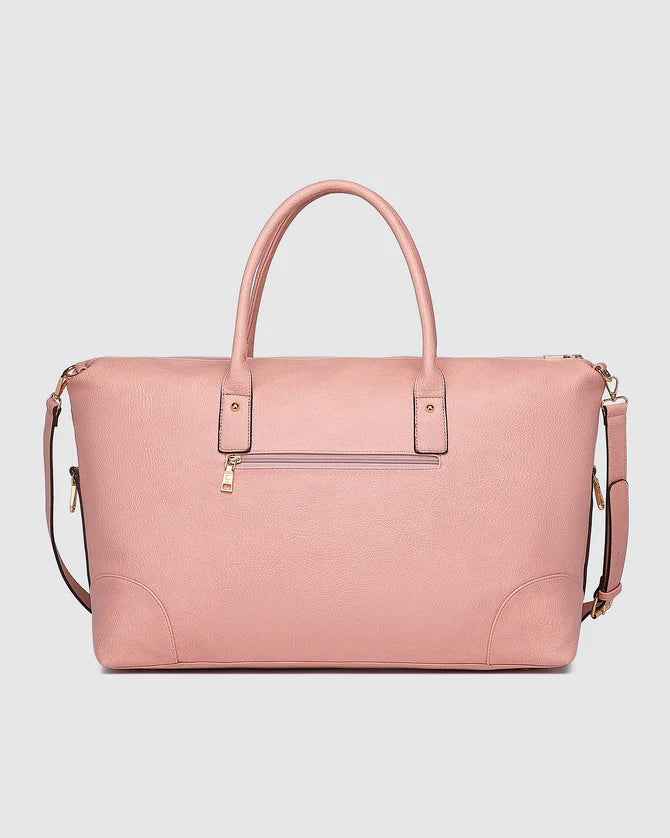 Alexis Weekender Travel Bag- BLUSH stripe-Louenhide-Bags-The Louenhide Alexis Blush Weekender Travel Bag with Stripe Strap is a perfect carryall for overnight or weekend adventures! Feel luxe and invest in a quality, soft, and easy clean vegan leather Louenhide travel bag. This new design is a sporty twist on a Louenhide best seller, now featuring a fun statement stripe webbing extension strap. Wide opening and spacious, this weekender is just the right size to fit your travel essentials. Carry the bag effo