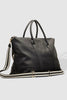Alexis travel bag - black stripe-Louenhide-The Louenhide Alexis Black Weekender Travel Bag with Stripe Strap is a perfect carryall for overnight or weekend adventures! Feel luxe and invest in a quality, soft, and easy clean vegan leather Louenhide travel bag. This new design is a sporty twist on a Louenhide best seller, now featuring a fun statement stripe webbing extension strap. Wide opening and spacious, this weekender is just the right size to fit your travel essentials. Carry the bag effortlessly by th