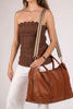 Alexis travel bag - tan stripe-Louenhide-The Louenhide Alexis Tan Weekender Travel Bag with Stripe Strap is a perfect carryall for overnight or weekend adventures! Feel luxe and invest in a quality, soft, and easy clean vegan leather Louenhide travel bag. This new design is a sporty twist on a Louenhide best seller, now featuring a fun statement stripe webbing extension strap. Wide opening and spacious, this weekender is just the right size to fit your travel essentials. Carry the bag effortlessly by the to