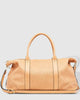 Alexis weekender travel bag - camel stripe-Louenhide-The Louenhide Alexis Camel Weekender Travel Bag with Stripe Strap is a perfect carryall for overnight or weekend adventures! Feel luxe and invest in a quality, soft, and easy clean vegan leather Louenhide travel bag. This new design is a sporty twist on a Louenhide best seller, now featuring a fun statement stripe webbing extension strap. Wide opening and spacious, this weekender is just the right size to fit your travel essentials. Carry the bag effortle