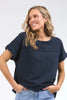 Allison Tee - Dark sapphire-Foxwood-Stay vibrant and fresh in the Allison Tee! Made from 100% cotton, this tee will keep you comfortable and stylish all day long whilst adding a pop of colour to your wardrobe. Keep it fun with the Allison Tee! Round neckline Design lines Raw edge details 100% Cotton Our model is 176cm and wears Size 10-Pash + Evolve