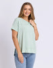 Allison Tee - Subdued Mint-Foxwood-Stay vibrant and fresh in the Allison Tee! Made from 100% cotton, this tee will keep you comfortable and stylish all day long whilst adding a pop of colour to your wardrobe. Keep it fun with the Allison Tee! Round neckline Design lines Raw edge details 100% Cotton Our model is 176cm and wears Size 10-Pash + Evolve