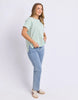 Allison Tee - Subdued Mint-Foxwood-Stay vibrant and fresh in the Allison Tee! Made from 100% cotton, this tee will keep you comfortable and stylish all day long whilst adding a pop of colour to your wardrobe. Keep it fun with the Allison Tee! Round neckline Design lines Raw edge details 100% Cotton Our model is 176cm and wears Size 10-Pash + Evolve