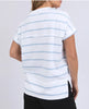 Allison stripe tee - white/sky blue-Foxwood-Stay vibrant and fresh in the Allison Tee! Made from 100% cotton, this tee will keep you comfortable and stylish all day long whilst adding a pop of colour to your wardrobe. Keep it fun with the Allison Tee! Round neckline Design lines Raw edge details 100% Cotton Our model is 176cm and wears Size 10-Pash + Evolve